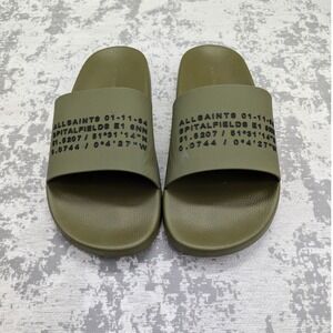 AllSaints Mens Olive Green Slides Sandals Size 12 US 45 EU 11 UK Renegade